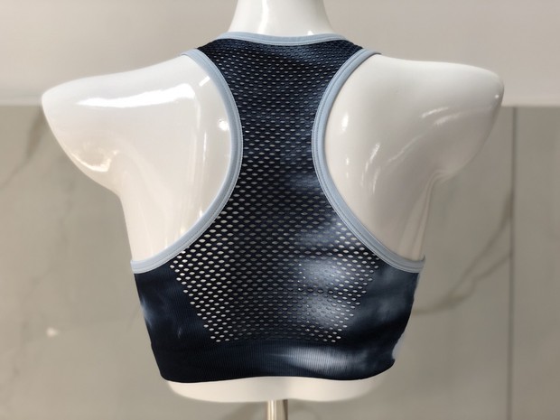 2019 new seamless sports short work word top tie-dyed mesh with chest pad
