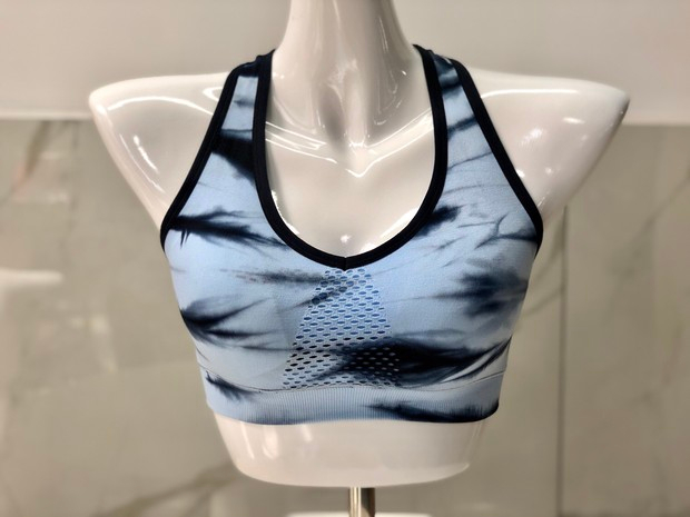 2019 new seamless sports female work short jacket tie-dyed mesh with chest pad