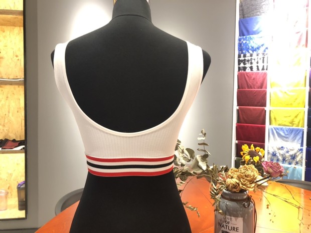 Seamless Striped Ribbon Short Top Thick Shoulder Strap Short Top