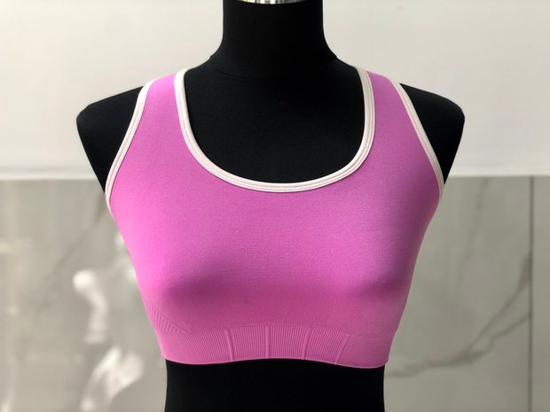 2019 new seamless sports female work word back cross short coat different color edging with chest pad