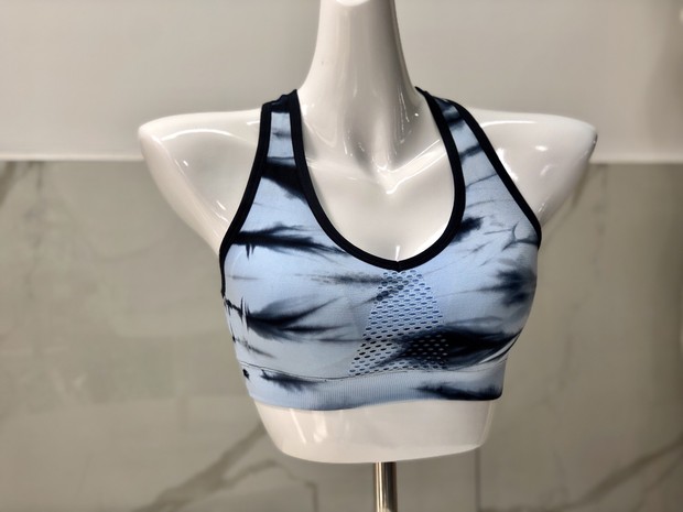 2019 new seamless sports female work short jacket tie-dyed mesh with chest pad