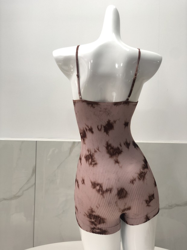 2019 new seamless female boxer jumpsuit sleeveless tie dyed slim underwear