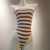 2020 new color stripe tube top bodysuit