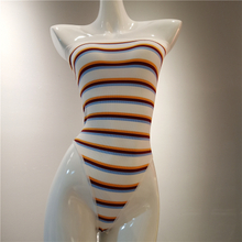 2020 new color stripe tube top bodysuit