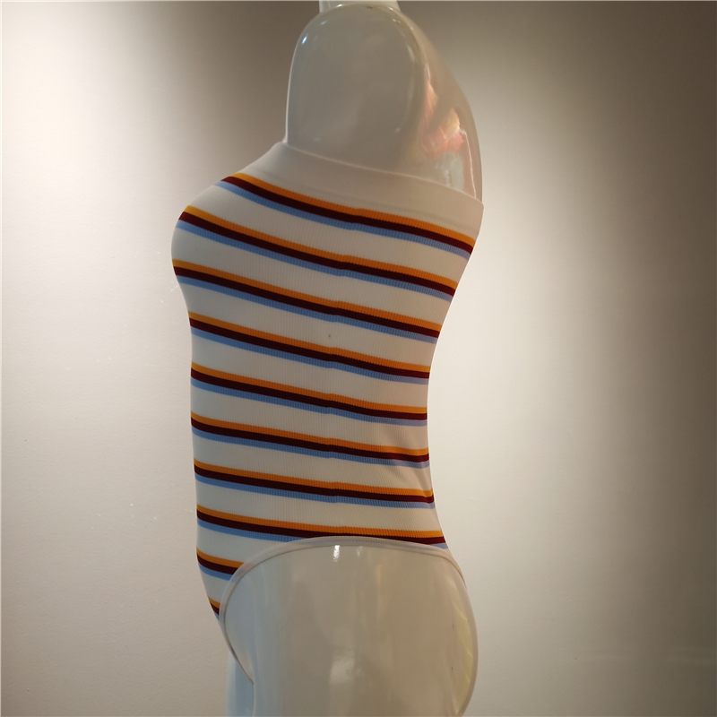 2020 new color stripe tube top bodysuit